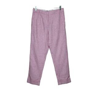 Ann Taylor pink white houndstooth ankle pants size 4P